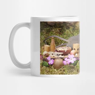 George the mouse in a log pile house - natures bounty Mug